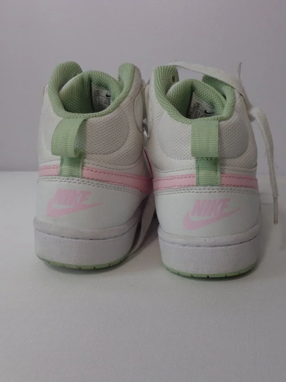 Nike Court Borough Mid 2 (GS) White Pink Green Glaze CD7782-111 Youths Size 3.5Y